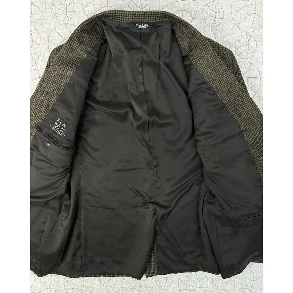 Jos. A. Bank Blazer 100% Camel Hair Mens 40R Brown Black Houndstooth Sports Coat